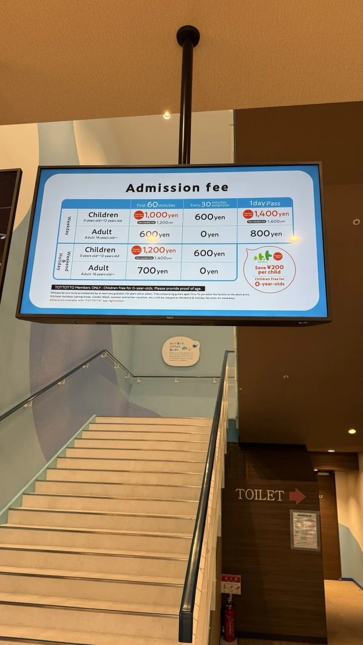 치큐노니와 Admission fee 요금 안내판